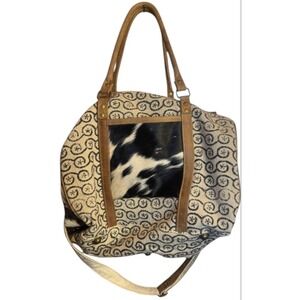 Myra Cowhide Leather Duffle Bag 16X16 Western Cowgirl Luggage